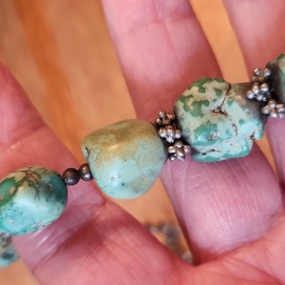 Liz‎ Henry 925 silver marked turquoise beaded necklace 18" - Picture 9 of 15